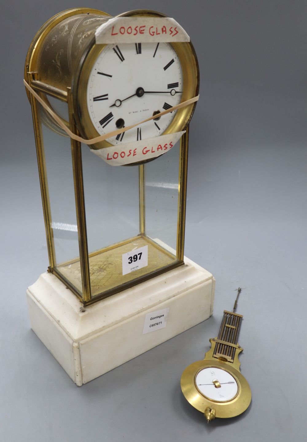 A French four glass mantel clock